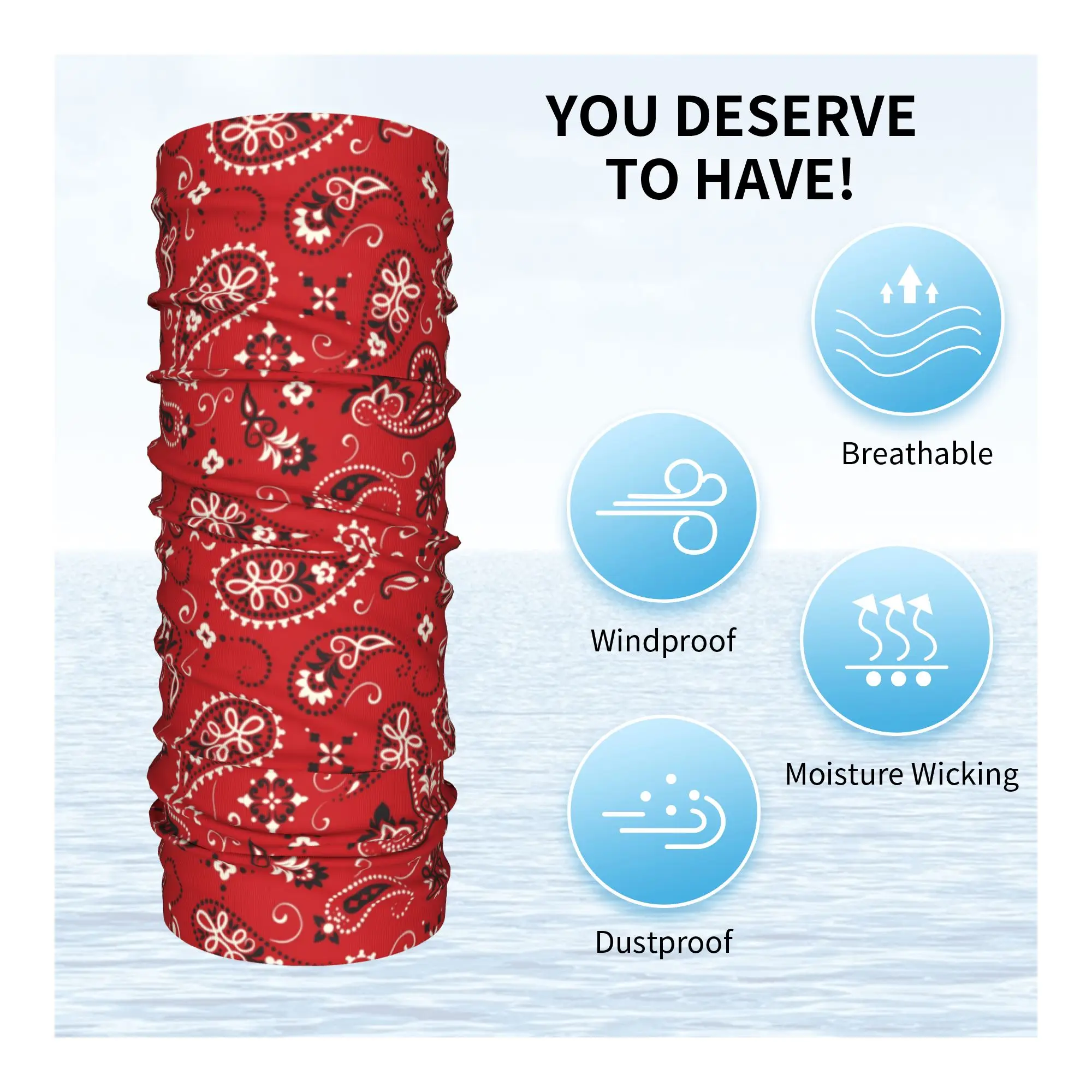 Nova Bandana Vermelha, Proteto - Neck Gaiter Face Cover avaliação e preço